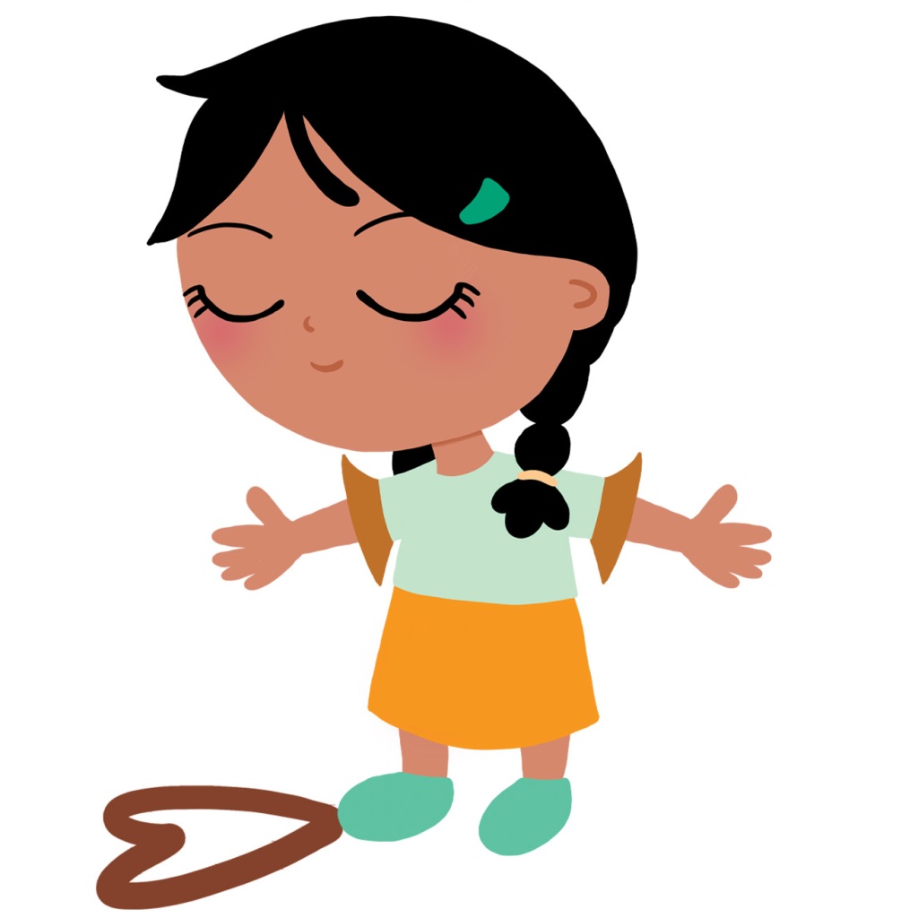 Illustration of a little girl drawing a heart with her foot from "The Way You View the World", a children's book by author-illustrator, Tasneem Dairywala